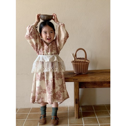 女童 幼兒 兒童 青少年 一件 裙子 秋季 春季 長裙 抽褶