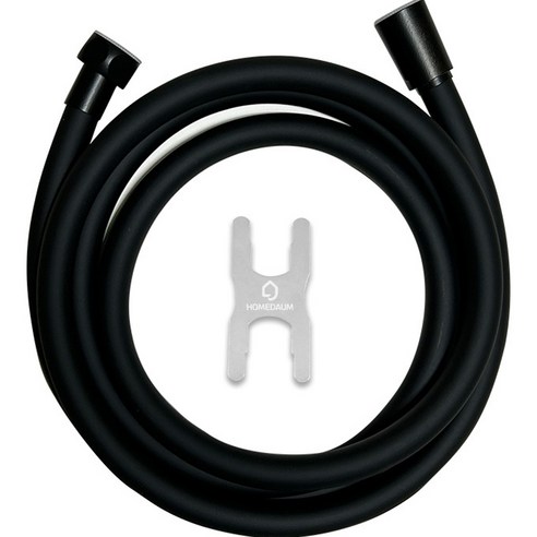 홈다움 안꼬이는 말랑이 pvc 튜브형 샤워호스 2m + 스패너 + 고무링 2p 세트, 1개, 블랙