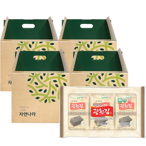 광천김 자연나라 오가닉 도시락김 4g x 36p 선물세트, 4세트