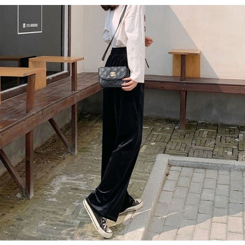 벨로아 허리밴딩 와이드 팬츠