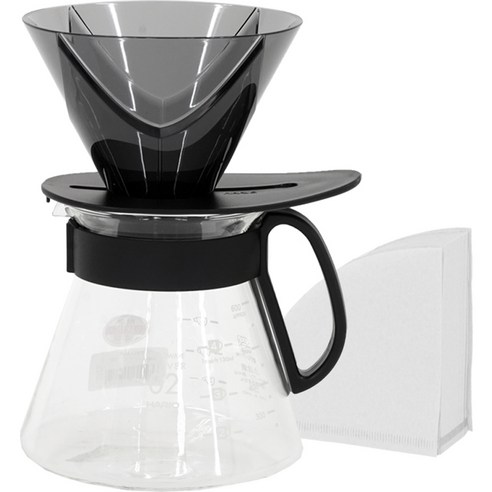 하리오 V60 뮤겐 핸드드립 세트 600ml 3~4인, 커피서버 XVD-02B + 드리퍼 VDMU-TB + 여과지02-100W, 1세트
