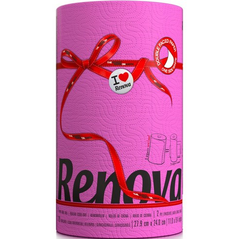 레노바 레드라벨 핑크 컬러 홈페이퍼타올 XXL, 120매, 1개