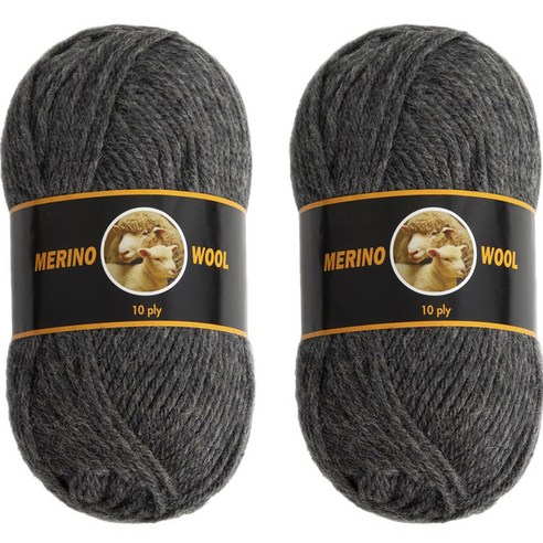 yarna 메리노 울 10ply 뜨개실 100g, 1116 딥그레이, 2개