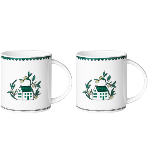 한국도자기 포지타노 머그컵 350ml, 그린, 2개