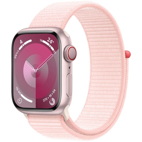 Apple 애플워치 9 GPS+Cellular, 41mm, 알루미늄, 핑크 / 라이트 핑크 스포츠 루프, Loop
