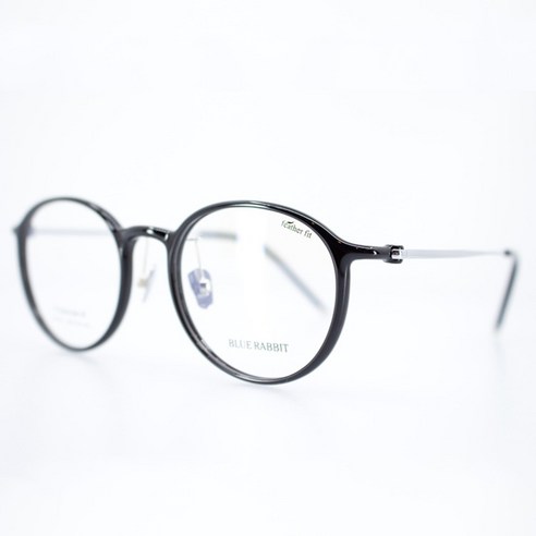 블루래빗 초경량 페더핏 IP티타늄 라운드 뿔테 안경 블루라이트 렌즈 5.4g + 자외선 + 전자파 + 케이스 랜덤발송
