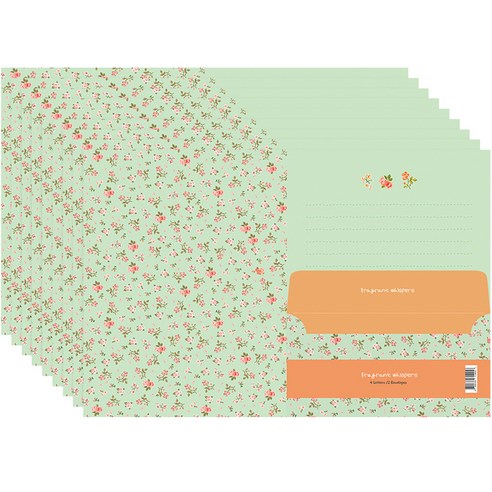 프롬앤투 향기로운 속삭임 편지지 4p + 봉투 2p 세트 FL114-2, 10세트