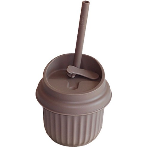 마미스테이블 실리콘 휴대용 텀블러 + 빨대 세트, 베어브라운, 250ml, 1세트