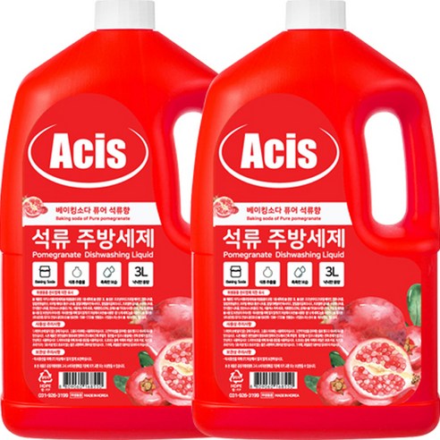 아키스 퓨어 석류 주방세제, 3L, 2개