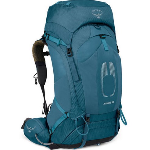 오스프리 ATMOS AG 50 등산배낭 53L 방수커버 포함, Venturi Blue