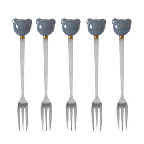 라임올리브 바네 곰돌이 티포크, 그레이, 5개
