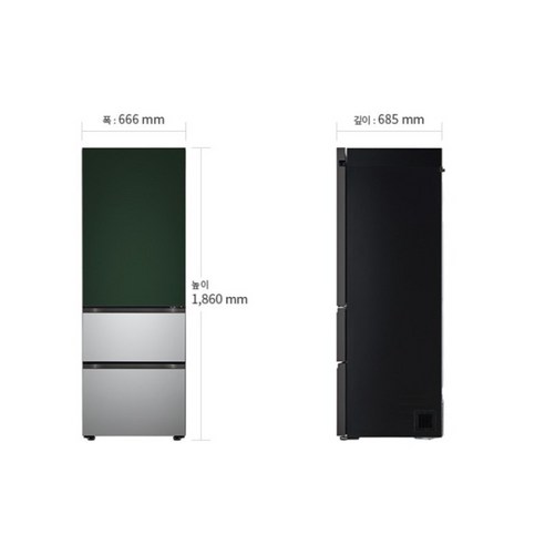 [색상선택형] LG전자 오브제 컬렉션 디오스 김치톡톡 324L 스탠드형 김치냉장고 방문설치, 그린 + 실버, Z333SGS162S