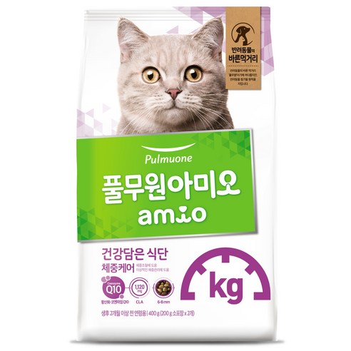 풀무원아미오 고양이 건강담은 식단 기능성 사료, 다이어트(체중관리), 400g, 1개
