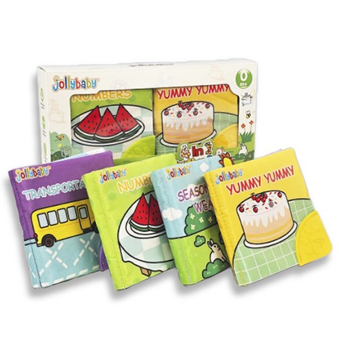 치발기 헝겊책 Teether Clothbook 4권 세트, 졸리베이비 알록달록아기그림책 치발기 헝겊책 Teether Clothbook 4권 세트, 졸리베이비 알록달록아기그림책