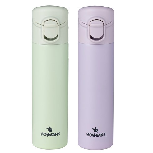 홈애니 미니 원터치 보온보냉병 180ml 2종 세트, 그린, 파스텔퍼플, 1세트
