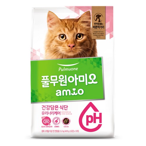 풀무원아미오 고양이 건강담은 식단 기능성 사료, 유리너리+결석, 5.2kg, 1개