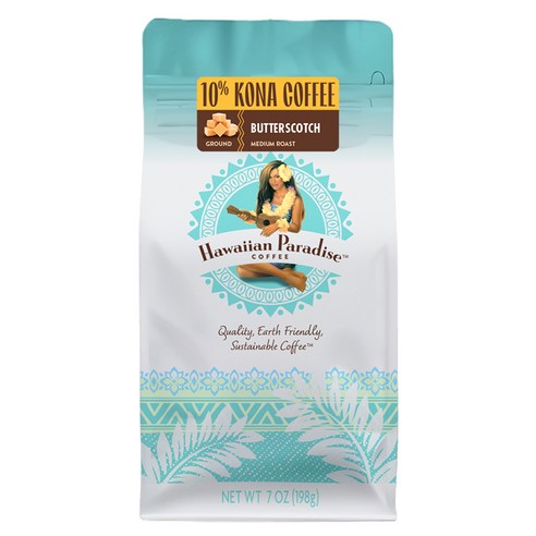 하와이안파라다이스커피 하와이 코나 버터 스카치 분쇄 커피, 핸드드립, 198g, 1개