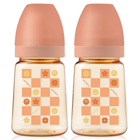 마더케이 베이직 PPSU 무꼭지 젖병 체키, 피치, 180ml, 2개