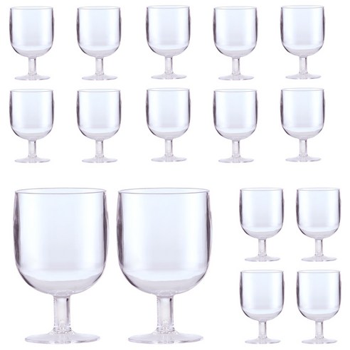 다회용 플라스틱 와인잔, 290ml, 16개