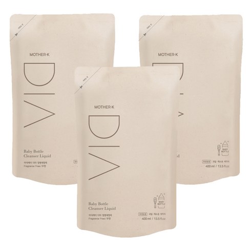 마더케이 유아용 디아 젖병세정제 무향 리필형, 400ml, 3개