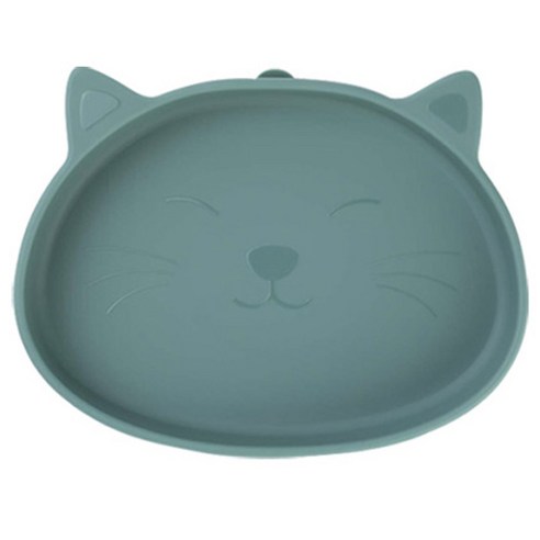 마미스테이블 유아용 뚱냥이 실리콘 흡착식판, 허브그린, 단품, 1개