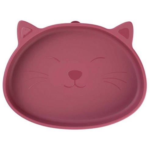 마미스테이블 유아용 뚱냥이 실리콘 흡착식판, 버건디, 단품, 1개