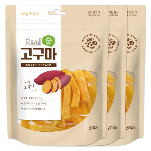 조이펫 강아지 간식 리얼 순 건조간식, 고구마, 200g, 3개