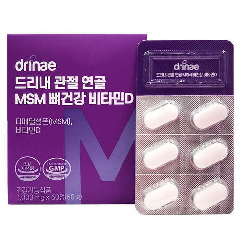 드리내 관절 연골 MSM 뼈건강 비타민D 60g, 60정, 1개