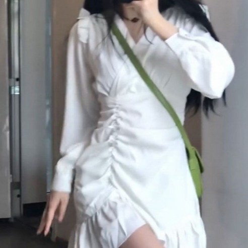 피어니스트 프릴 달콤 긴팔 원피스 R