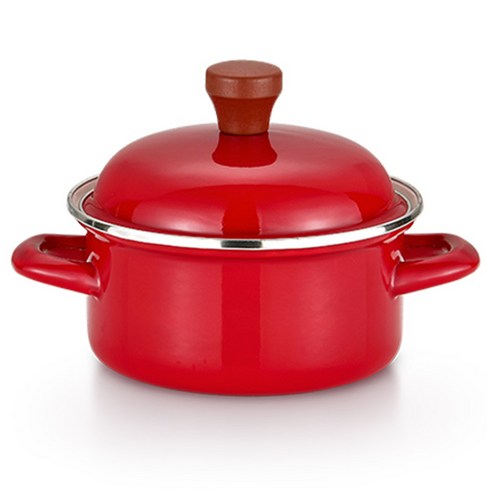 리빙아트 인덕션 법랑 양수냄비, 18cm, 레드, 1개