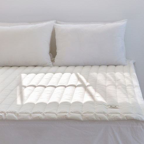그래이불 순수 유기농 오가닉 코튼 100 워셔블울 양모 침대패드, 화이트