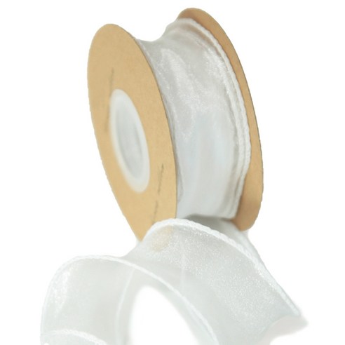 아이엔피 오간디리본 40mm, 03 화이트, 9m, 1개