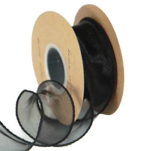 아이엔피 오간디리본 40mm, 02 블랙, 9m, 1개