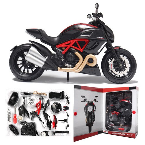 마이스토 1:12 듀가티 Diavel Carbon 오토바이조립 세트 블랙레드 25.5 x 18.5 x 5.5 cm, 1세트