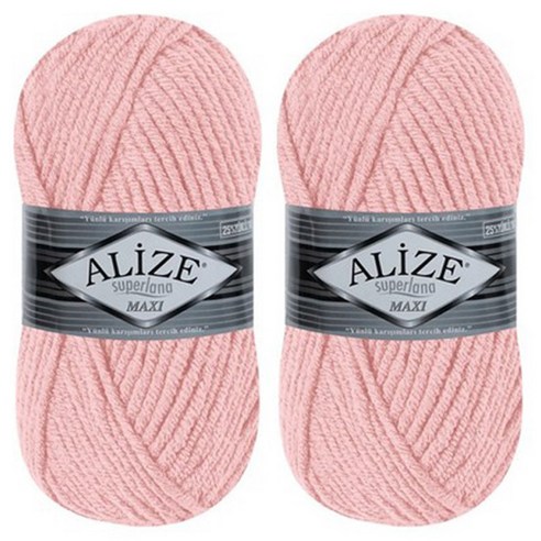alize yarna 슈퍼라나 맥시 뜨개실, 161 페일핑크, 2개