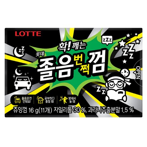 롯데웰푸드 졸음번쩍껌 코팅 오리지날, 16g, 12개