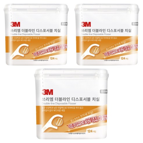 쓰리엠 디스포서블 치실 벌크 더블라인, 2cm, 124개입, 3개
