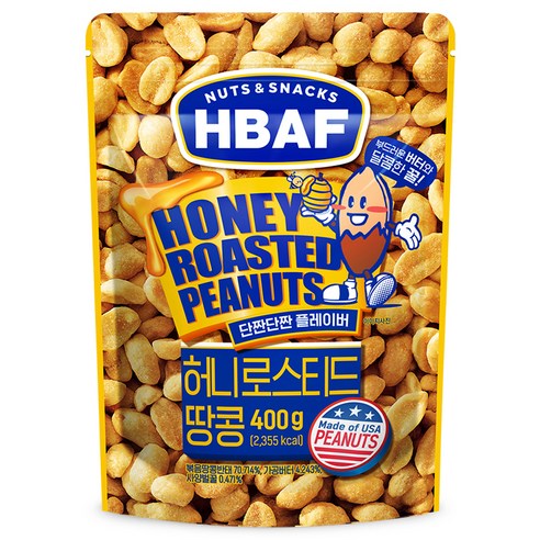 HBAF 넛츠 앤 스낵스 허니로스티드 땅콩, 120g, 3개