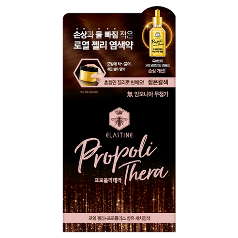 엘라스틴 프로폴리테라 쉐이킹 로얄젤리 염모제 세트, 짙은갈색, 1세트