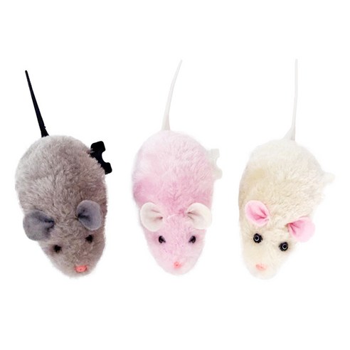 티티펫 고양이 움직이는 미니 태엽쥐 장난감 3종 세트, 혼합색상, 1세트 계속움직이는오뚝이