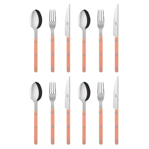 사브르 샤이니 디너스푼 + 디너포크 + 디너나이프 세트, 누드핑크, 3종, 4세트