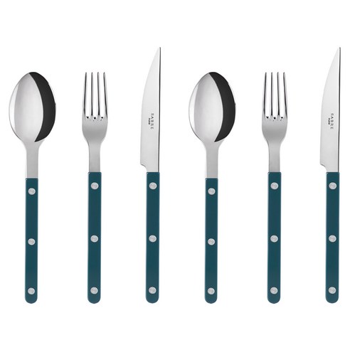 사브르 샤이니 양식 커트러리세트, 아쿠아마린, 디너 스푼 + 디너 포크 + 디너 나이프, 2세트