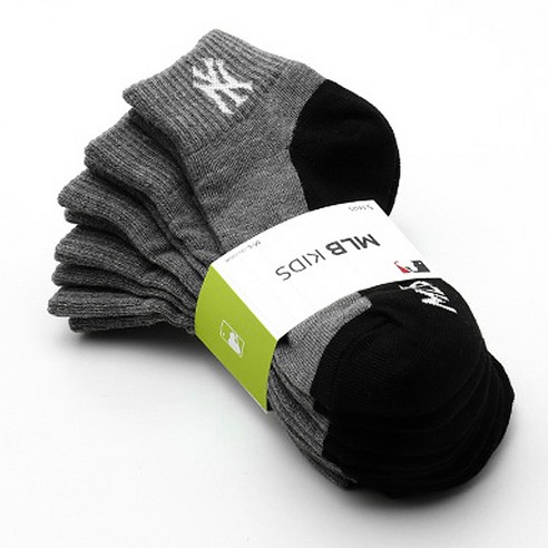 뉴욕양키스 MLB 아동용 바닥배색로고 단목 양말 5켤레 세트