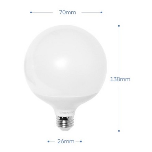 번개표 원하 LED 램프 볼전구 숏타입 12W 화이트, 주광색, 1개