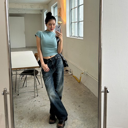 카일라 여성용 누디캣 보이핏 와이드 데님팬츠: 스타일리시한 편안함