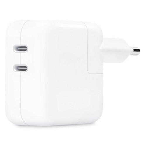 Apple 정품 35W 듀얼 USB-C 포트 전원 어댑터 MW2K3KH/A, 화이트, 1개