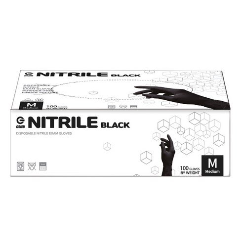 지클럽 니트릴 장갑 100p, 블랙, 중(M), 1개