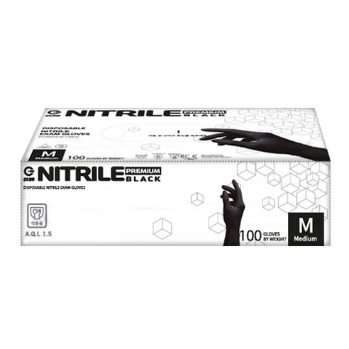 지클럽 프리미엄 고중량 니트릴 장갑 100p, 블랙, 중(M), 1개