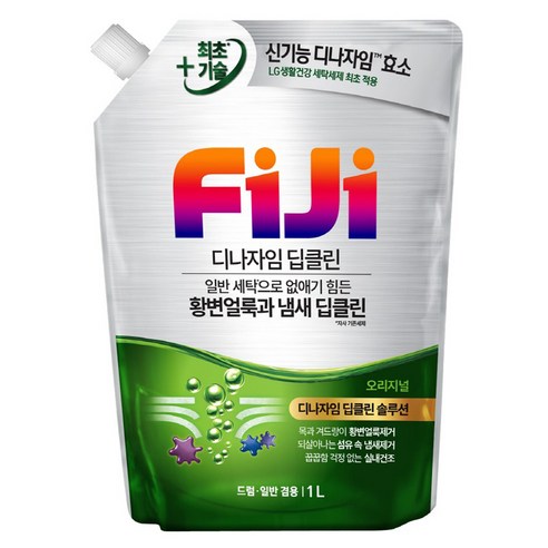 피지 디나자임 딥클린 프리미엄 일반드럼 겸용 액체세제 오리지널 리필, 1L, 1개