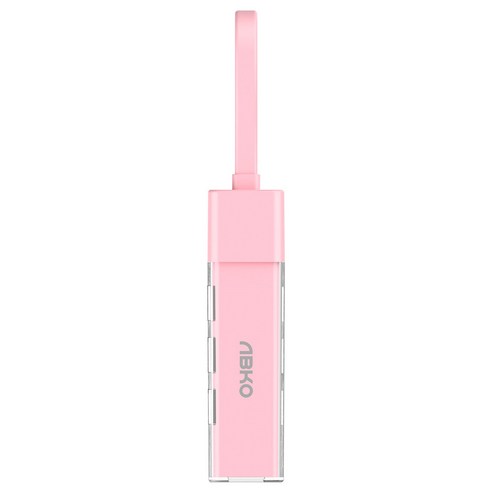 ABKO AMH 4in1 클리어 투웨이 4포트 USB 멀티허브, 핑크, 1개